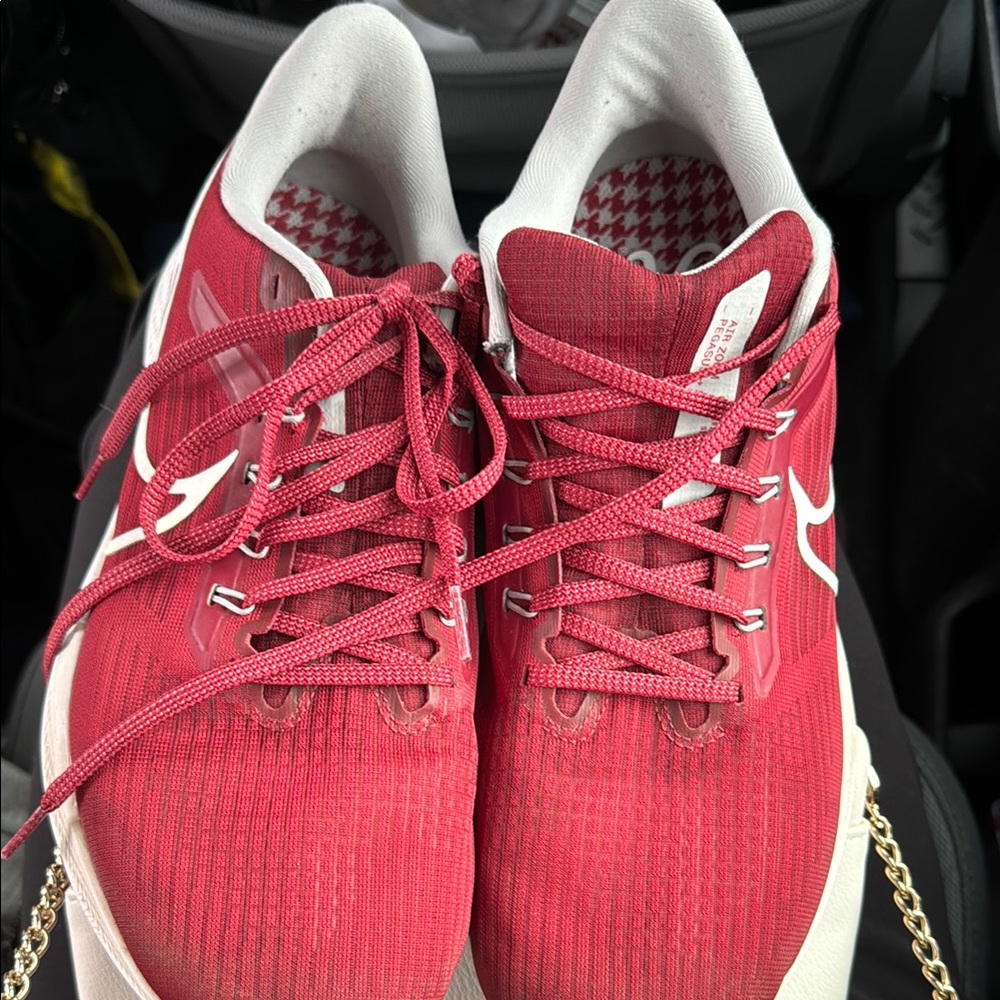Nike Red and White Athletic Shoes with Breathable Fabric